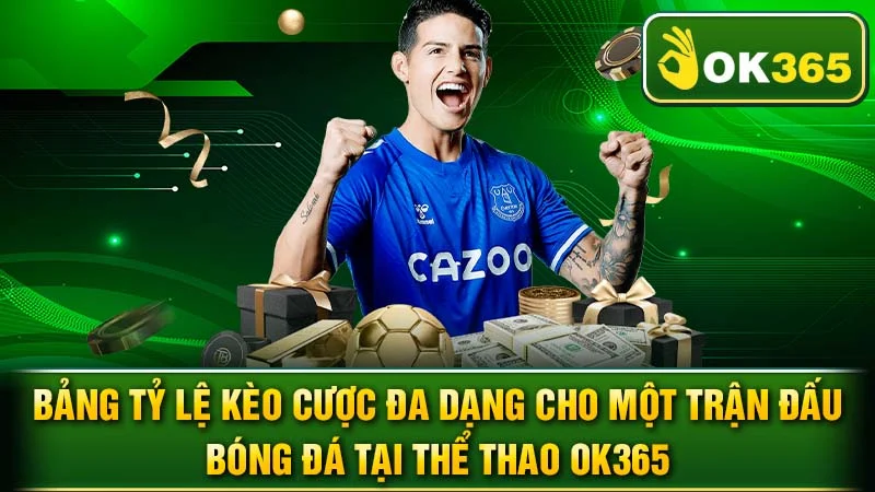 Bảng tỷ lệ kèo cược đa dạng cho một trận đấu bóng đá tại thể thao OK365.