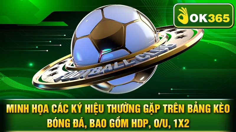 Minh họa các ký hiệu thường gặp trên bảng kèo bóng đá, bao gồm HDP, O/U, 1X2.